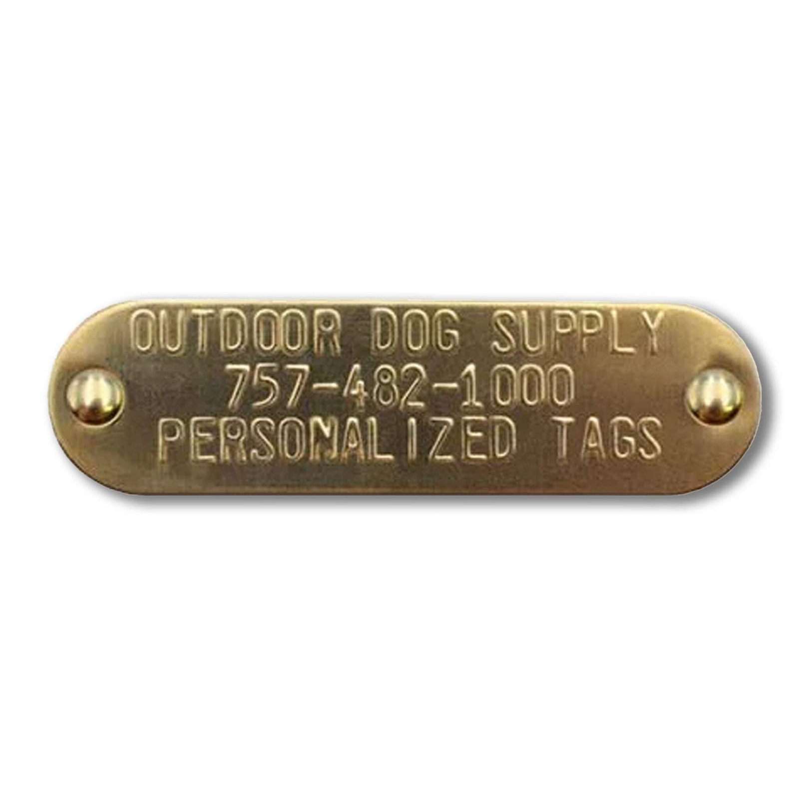 Custom 3/4″ x 2 3/4″ Raised Lettering Brass Dog Collar Name Tags