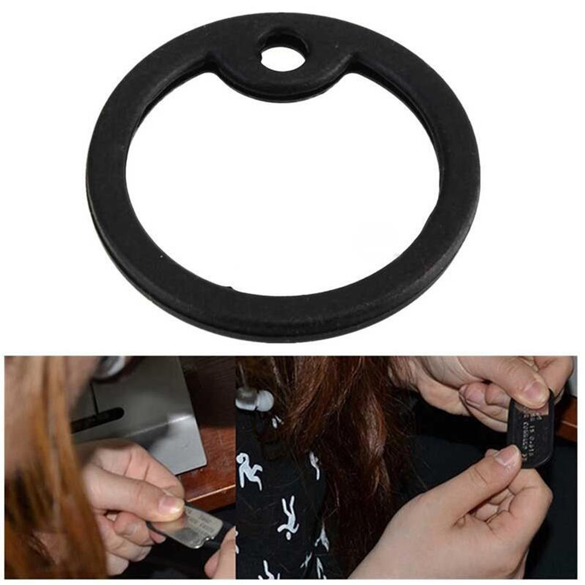5Pcs Rubber Military Dog Pet Tag Noise Silencer Bumper Fastener Ring Black