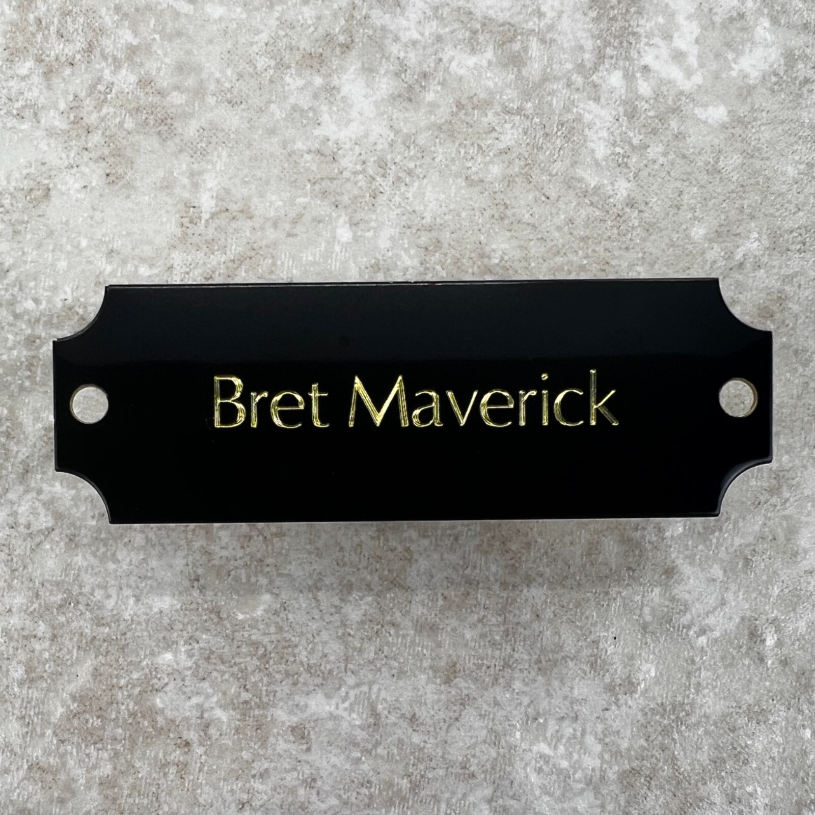 Custom Engraved Tags Personalized NAME PLATE Tags BLACK & BRASS Nameplate MEDIUM
