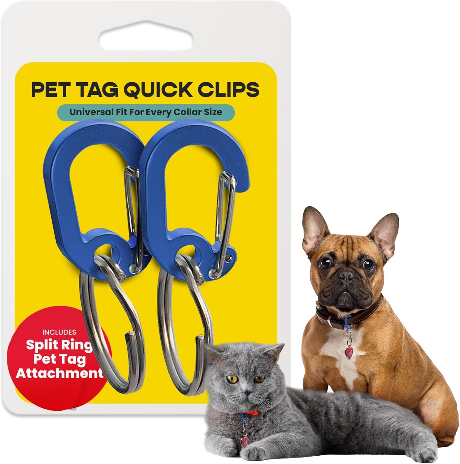 Klippy Pet Tag Quick Clips – Cat & Dog Collar for ID Tags Holder Efficient Ring