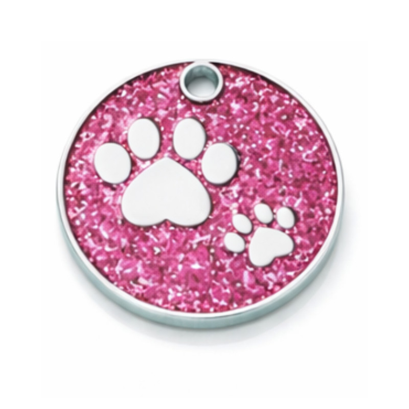 PET ID TAG CUSTOM ENGRAVED PERSONALIZED DOG CAT NAME TAGS Glitter PAW DOG TAG