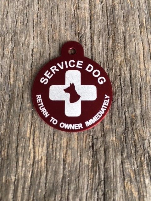 Large Personalized Aluminum Service Dog Pet ID Dog and Cross Tag (READ LISTING()