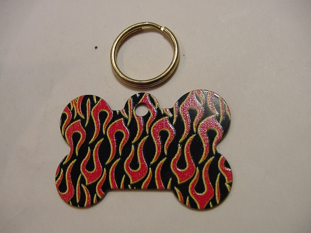 NEW – LOT OF 2 – ENGRAVABLE PET I.D. TAG LUGGAGE TAG – FIRE DOG BONE