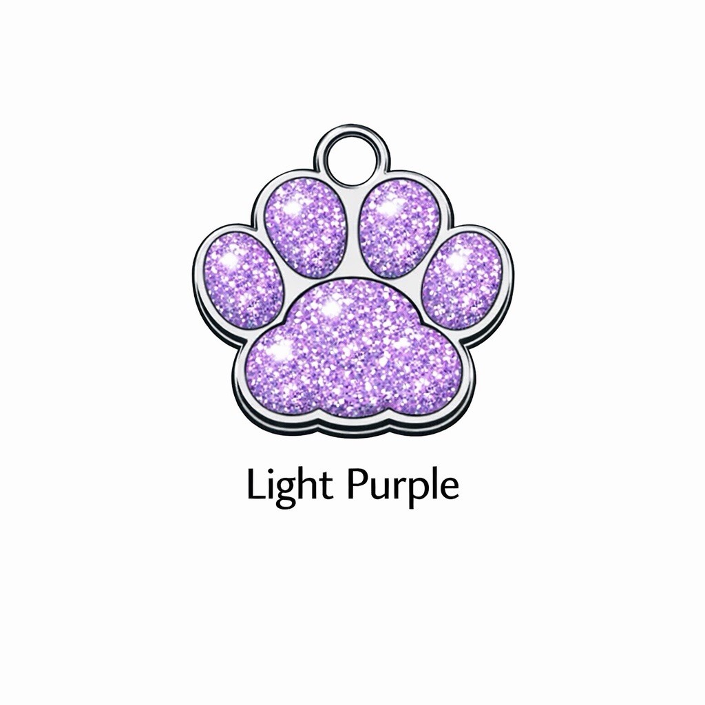 Deep Engraving Glitter Paw Pet ID Tag, Custom Engraved Dog Tags Personalized