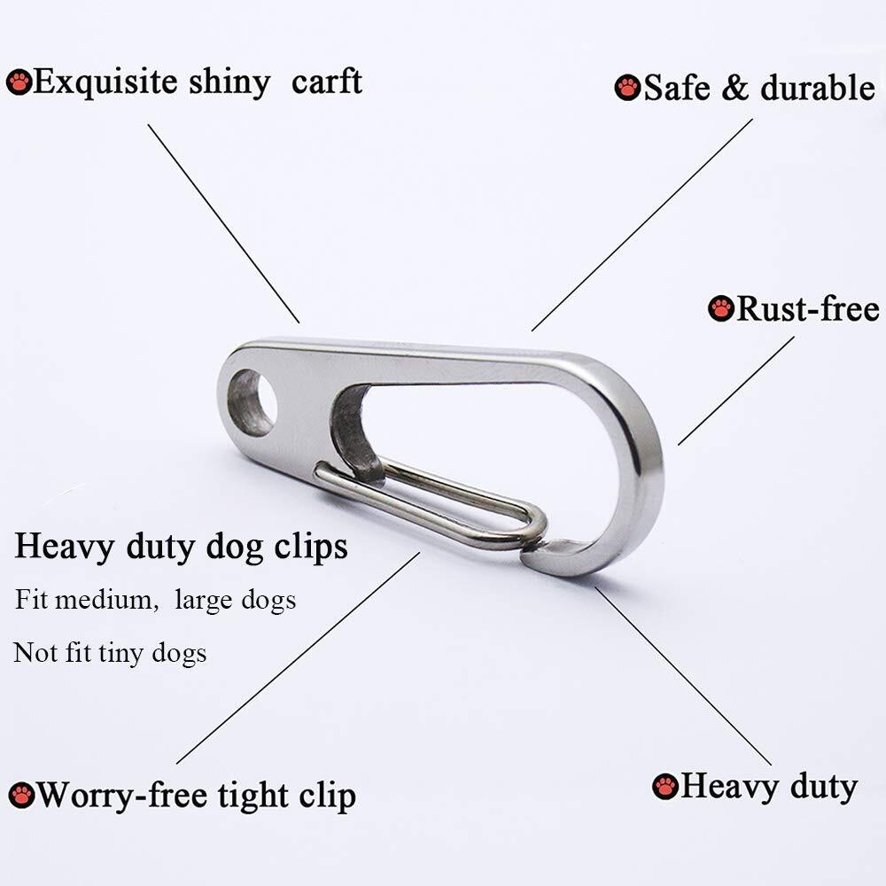 2PCS XL Stainless Steel Dog Tag Clips Quick ID Tag Holder for Collars & Harness