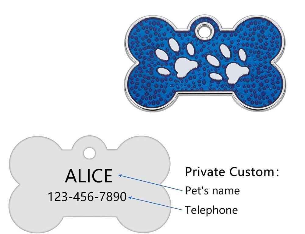 Bone-Shaped Personalized Pet Name Tags – custom dog id tags, collar dog name tag