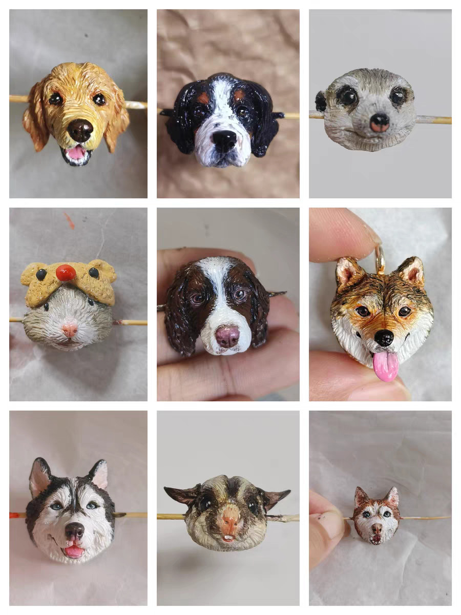 Custom Pet Portrait Bead Mini Charm Handmade Clay Dog Cat Pandora Necklace Gift