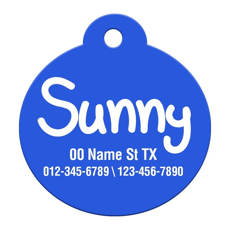 Custom Round Aluminum Pet ID Tag Engraved Placa Perro Gato 10 Colors 2 Sizes USA