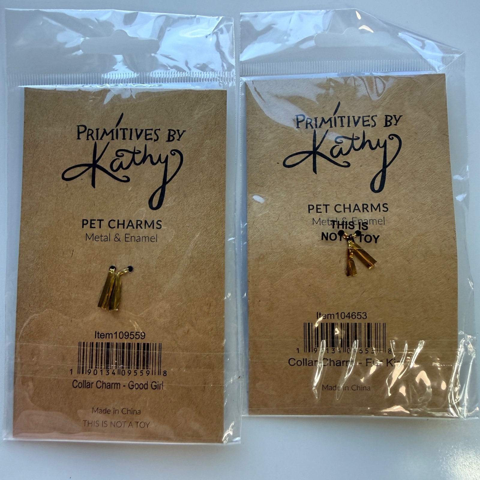 Primitives By Kathy Pet Charms Fur Kid & Good Girl Metal & Enamel Set