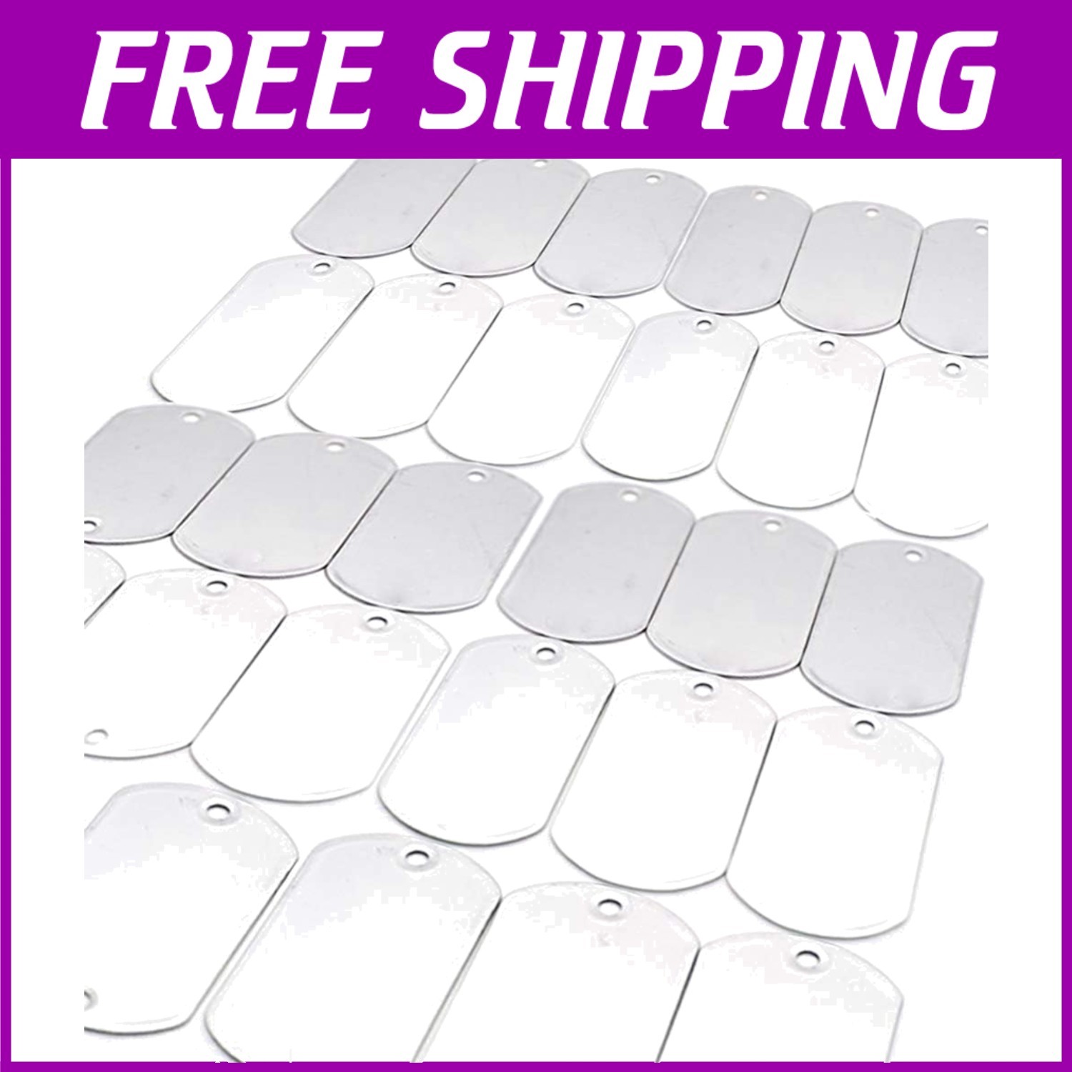 100 PCS Stainless Steel Military Dog Tags