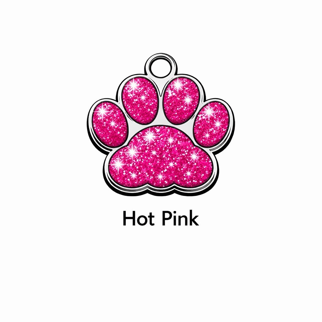 Deep Engraving Glitter Paw Pet ID Tag, Custom Engraved Dog Tags Personalized