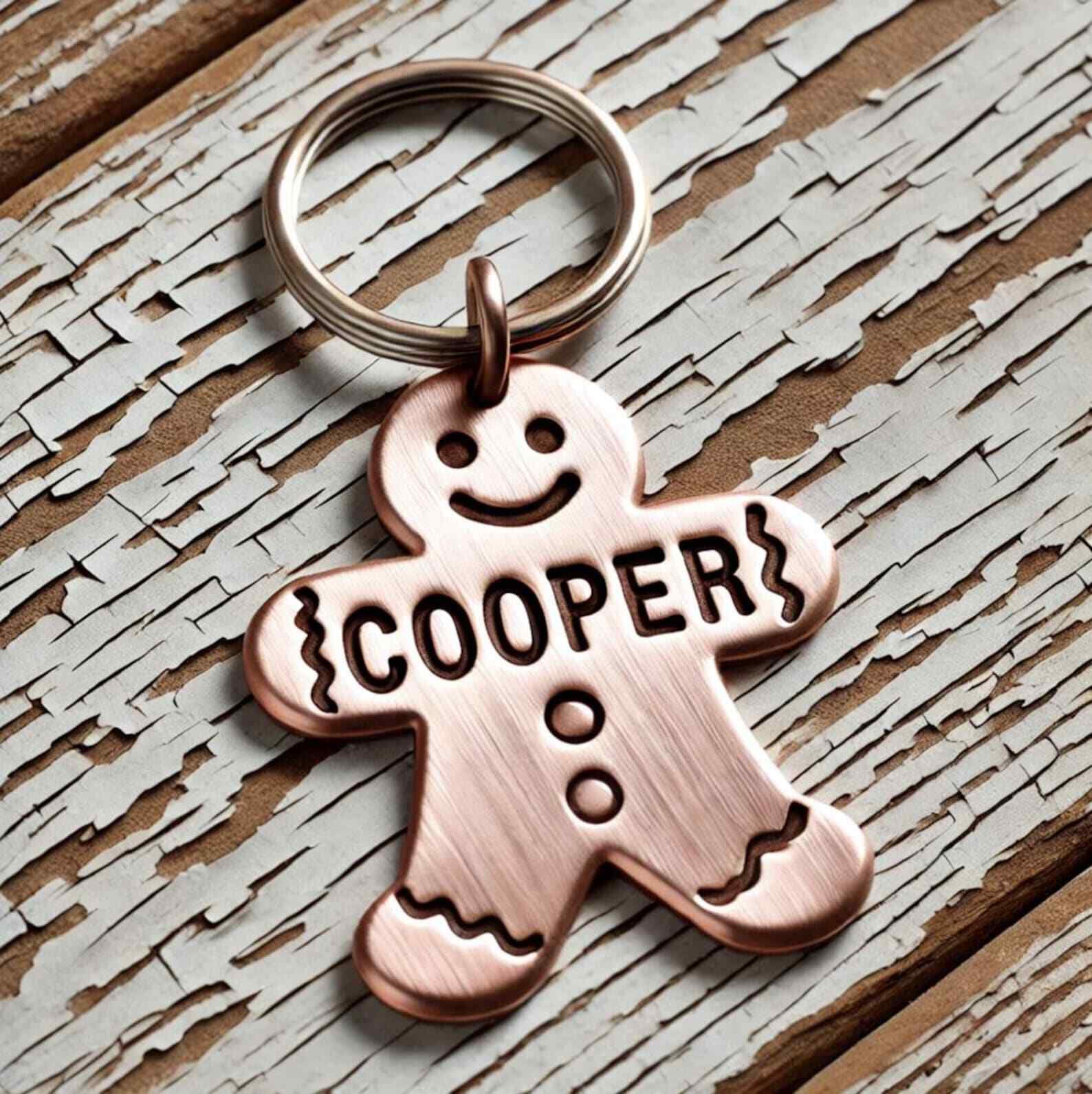 Personalized Pet ID Tag Custom Gingerbread Man Pet Tag Handmade Dog Tag New