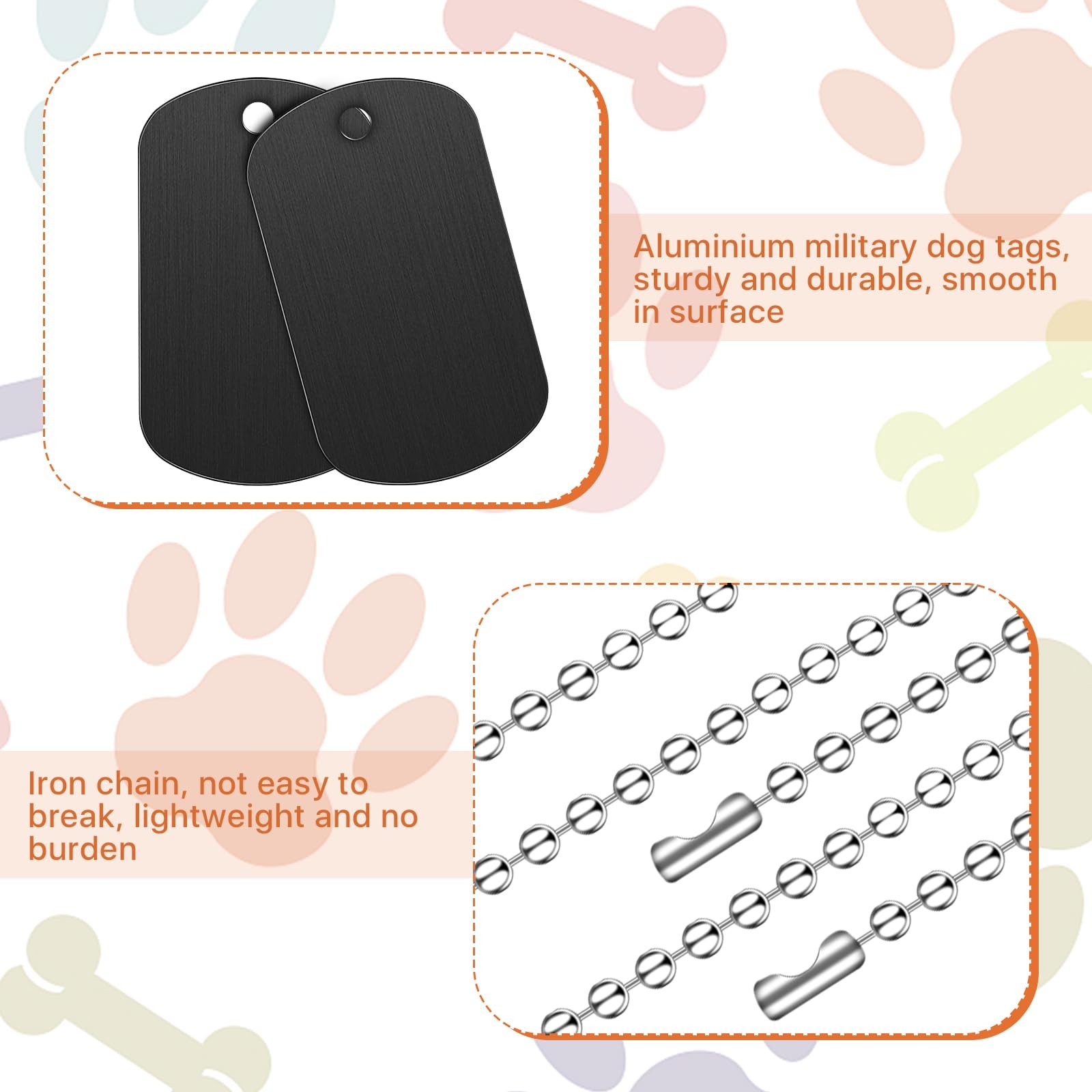 Elesunory 100Pcs Military Dog Tags Set, 50 Pcs Aluminum Blank Dog Tag and 50 …
