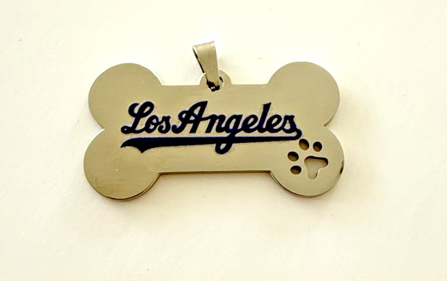 Los Angeles Baseball Dog Tag Handmade Stainless Steel Dog Collar Tag