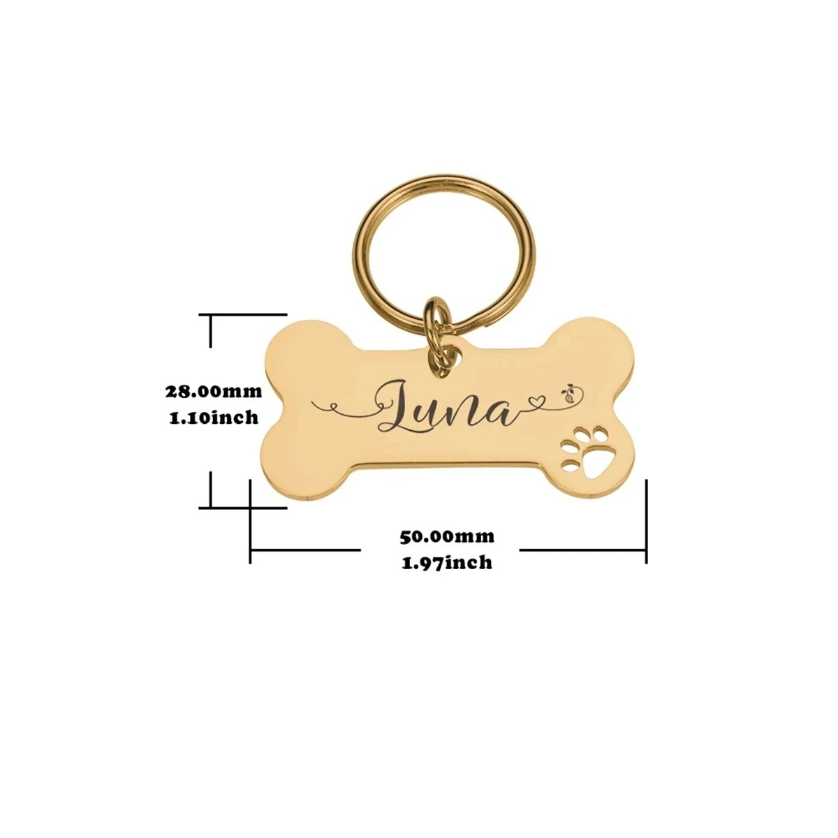 Personalized Dog Tags Engraved Cat Puppy Pet ID Name Collar Tag Bone/Paw Glitter