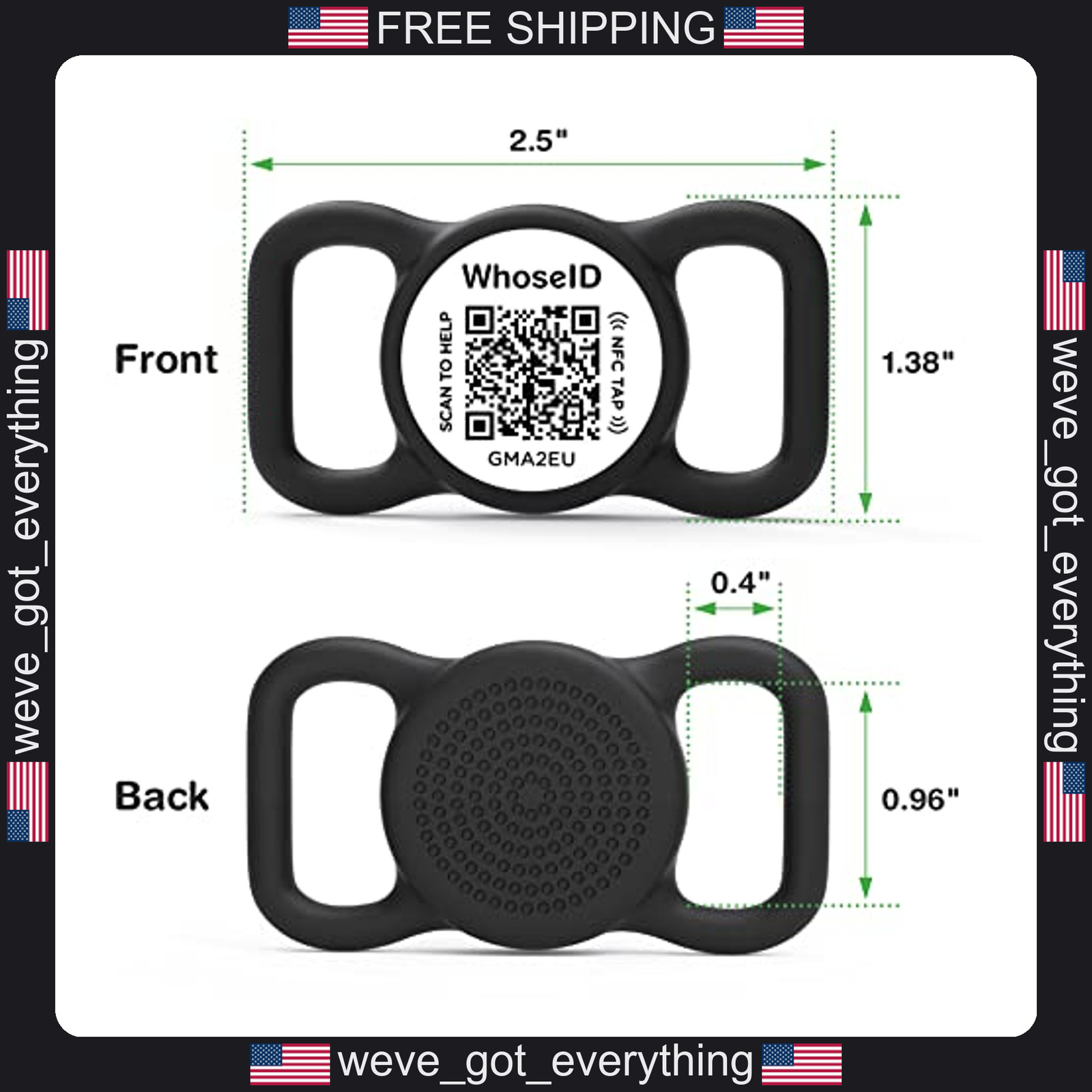 Pet ID Tag with QR Code Waterproof Silicone for Dogs and Cats