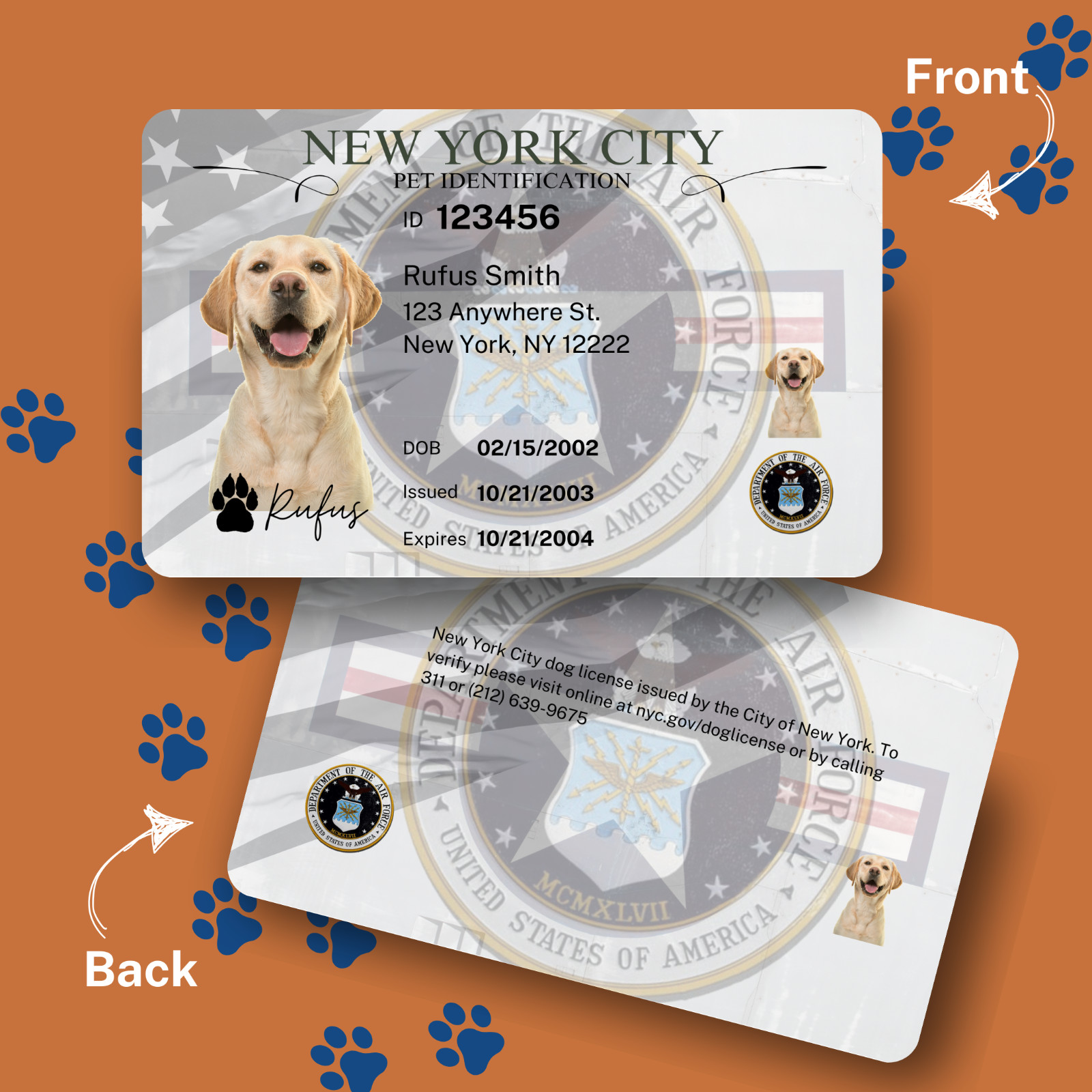 Custom NYC Pet ID Cards | ESA and Service Animal ID | ID Style Cards