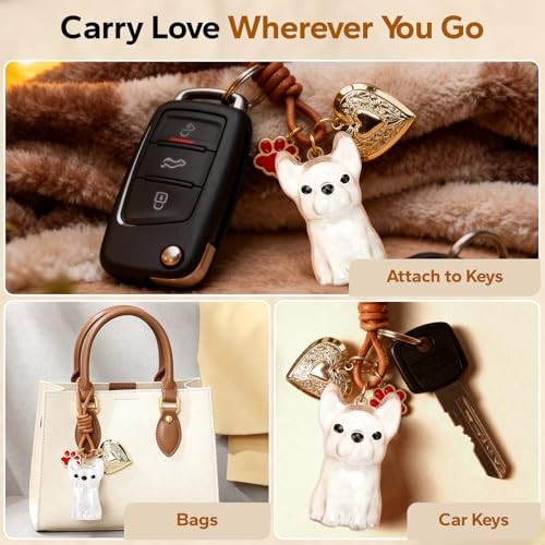 French Bulldog Dog Hair Keychain Pet Memorial Fur Keepsake