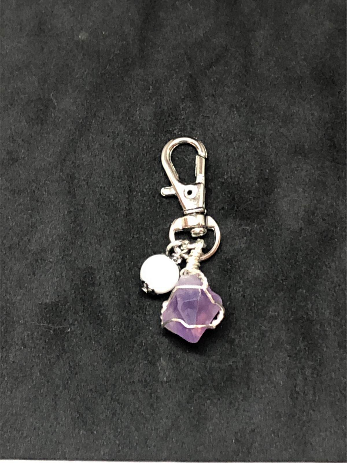 Amethyst & Moonstone Pet Charm, Healing Gemstone Charm, Crystal Collar Charm