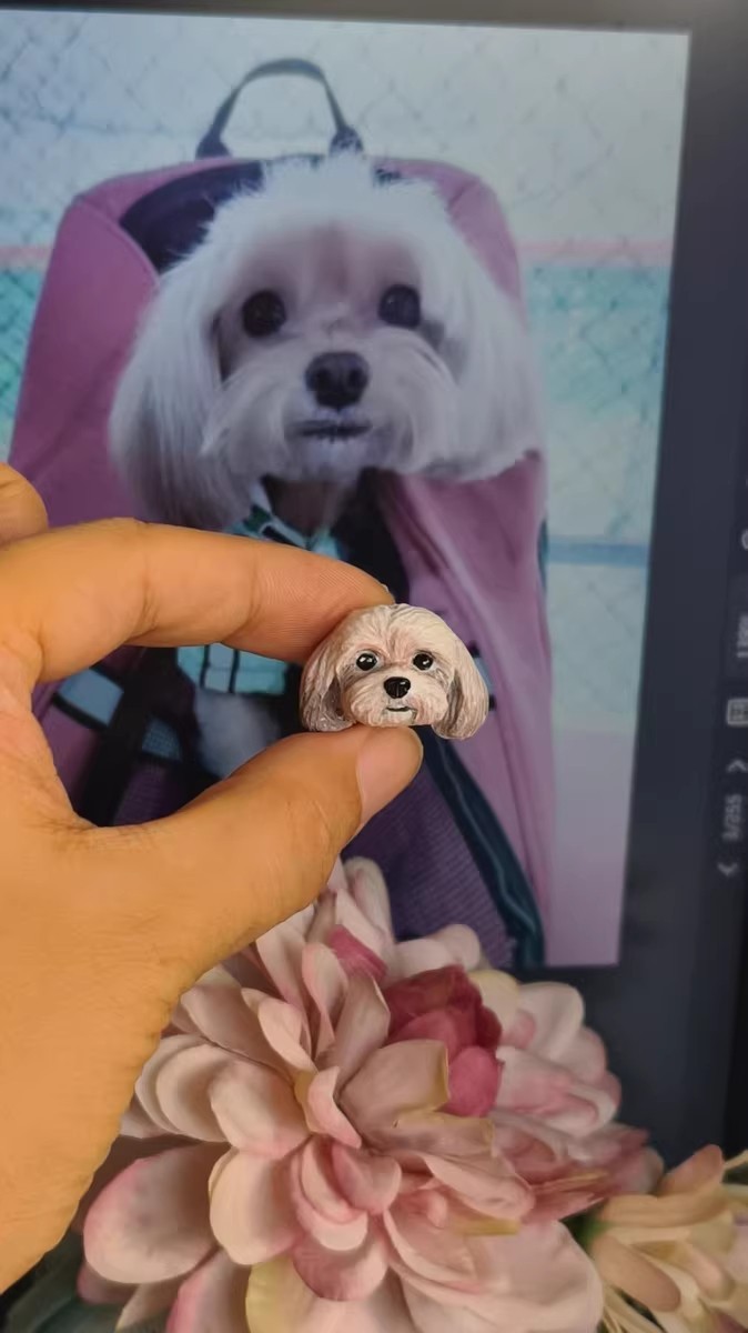 Custom Pet Portrait Bead Mini Charm Handmade Clay Dog Cat Pandora Necklace Gift