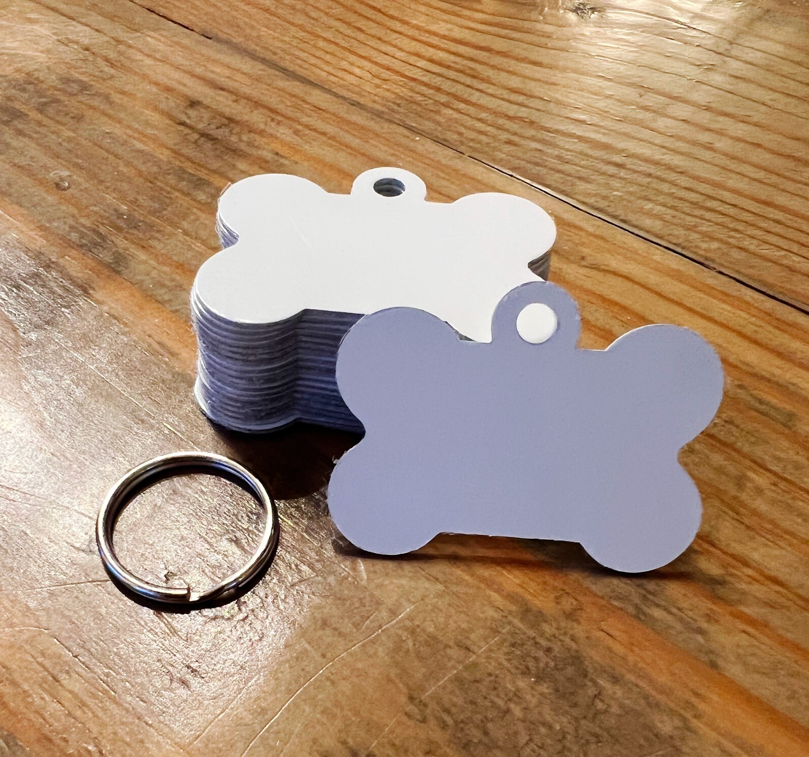 Blank Sublimation Bone Shaped Dog Tags – 20 Tags – Double Sided with Split Ring