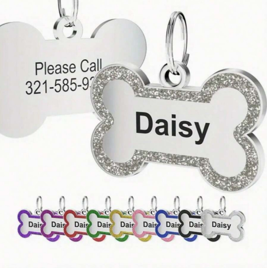 Bone Shape Custom Dog Tags Engraved Pendant Puppy Pet ID Tags Personalized Name