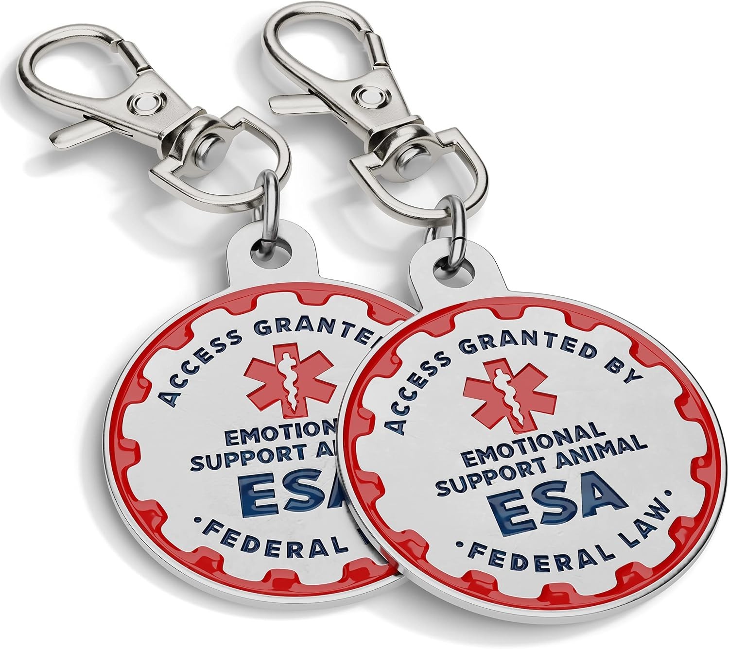 Stainless Steel Emotional Support Dog Tags, 1.25-Inch, Double-Sided