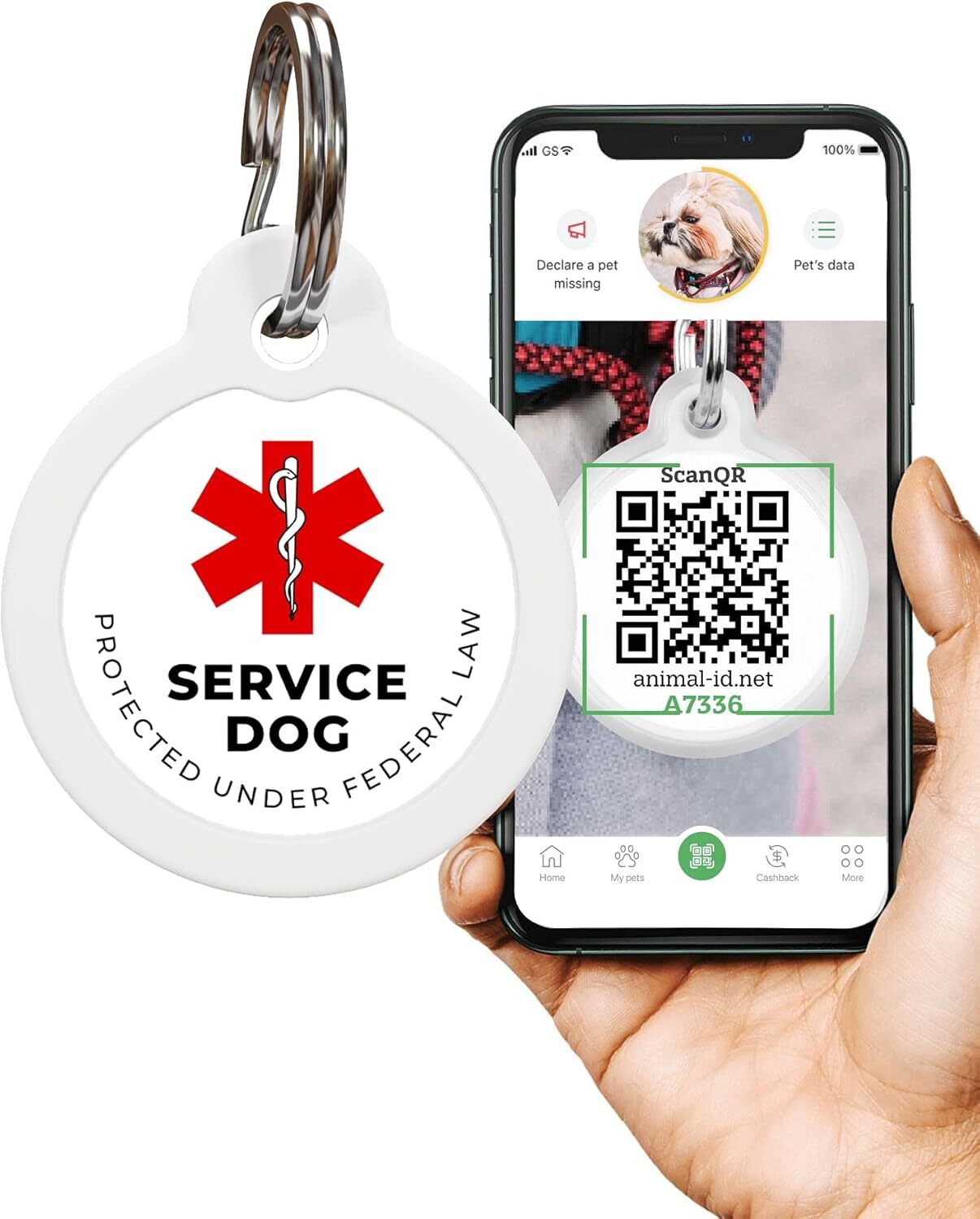 QR Code Pet Tag Service Dog ID – ESA – Emotional Support Service Dog Name Tag…