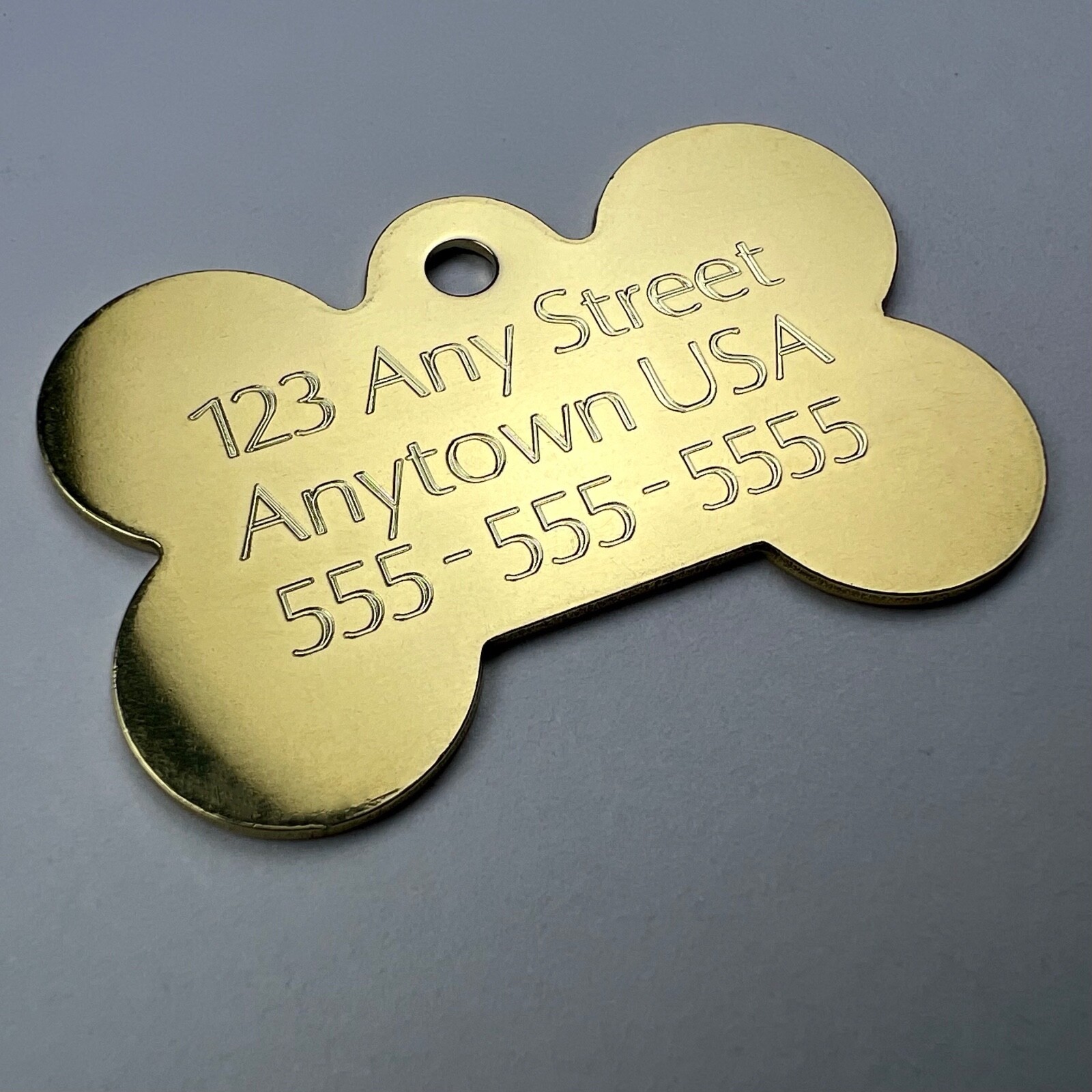 Custom Engraved Dog Tags Personalized Dog Collar Pet Tags Bone Pet NATURAL BRASS