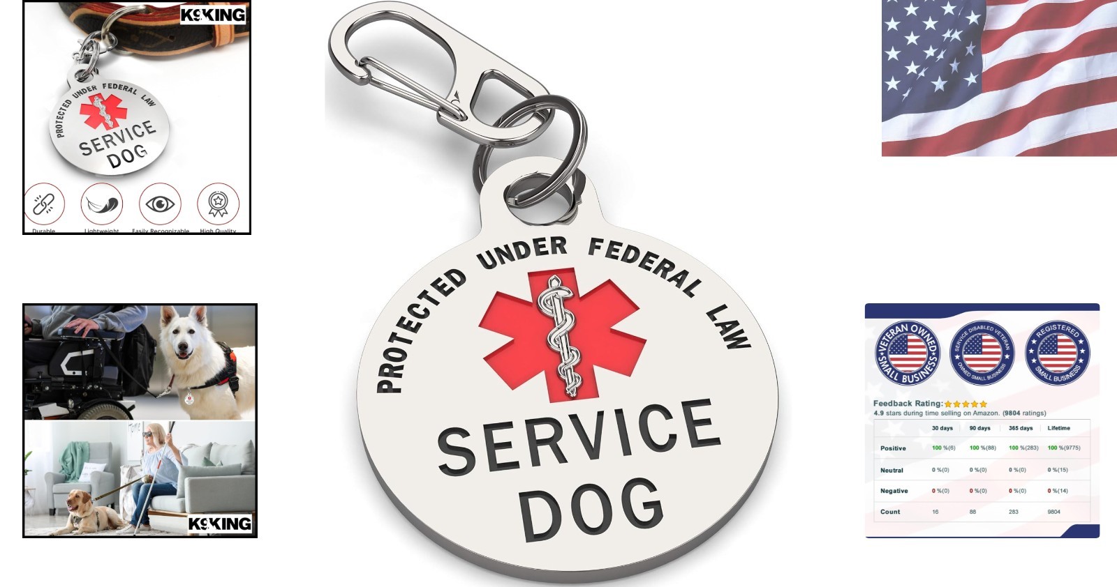 Double-Sided Service Dog ID Tag with Federal Protection & Medical Alert – 1.25”