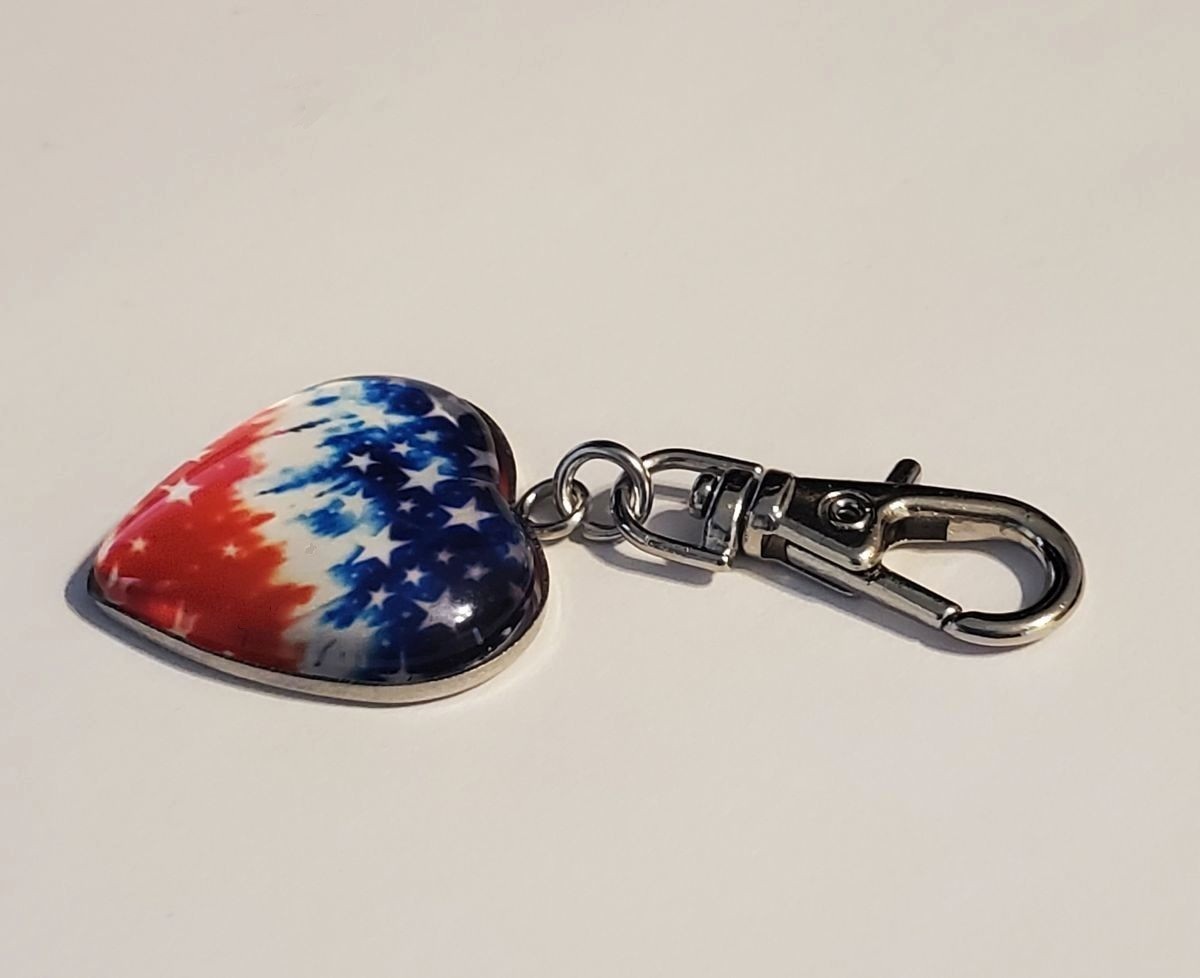 USA AMERICAN FLAG CHARM ZIPPER PULL BAG ACCESSORY OR DOG CAT COLLAR PATRIOTIC