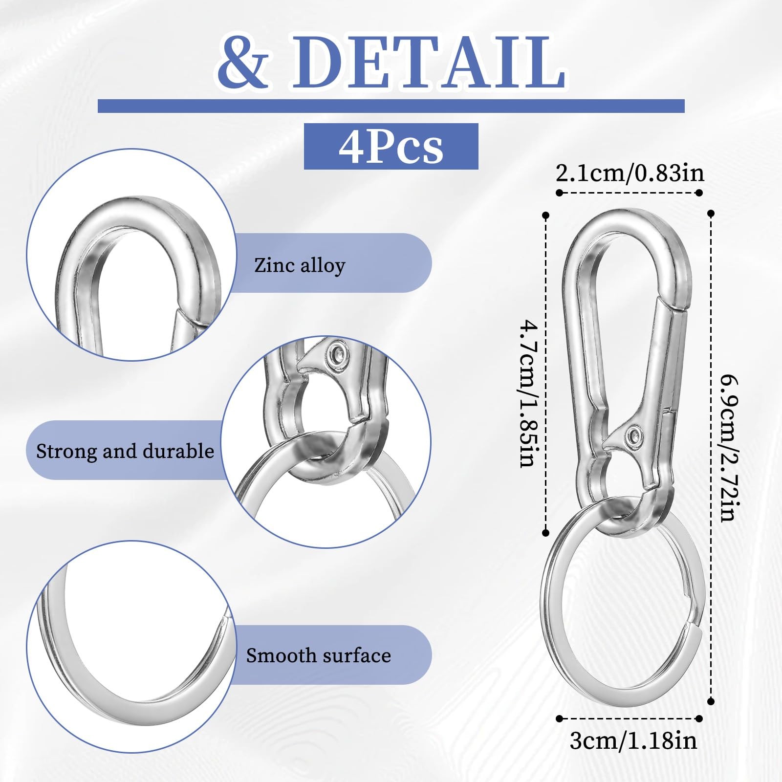 Heavy Duty Dog Tag Clip 4 PCS Mini Carabiner for Pet Collars Harnesses