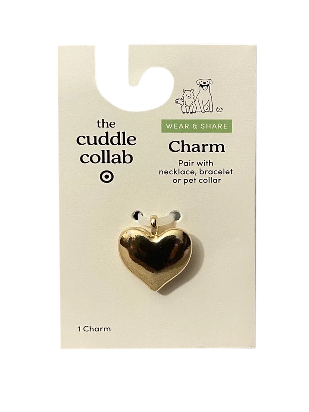 The Cuddle Collab Wear & Share Charm Gold Puff Heart Charm