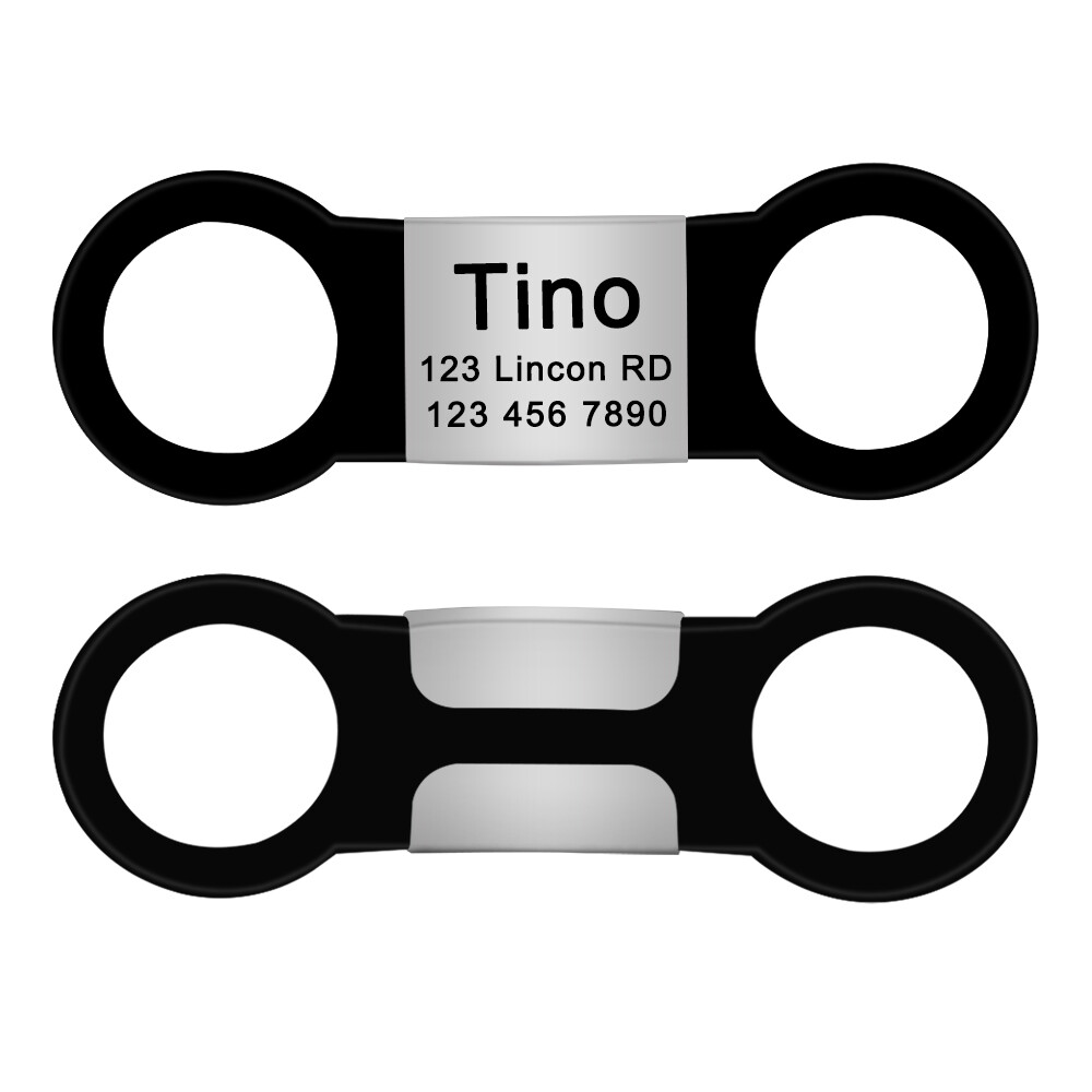 Custom Slide-On Pet Tag ID Silent Engraved Personalized dog or Cat Name Pink