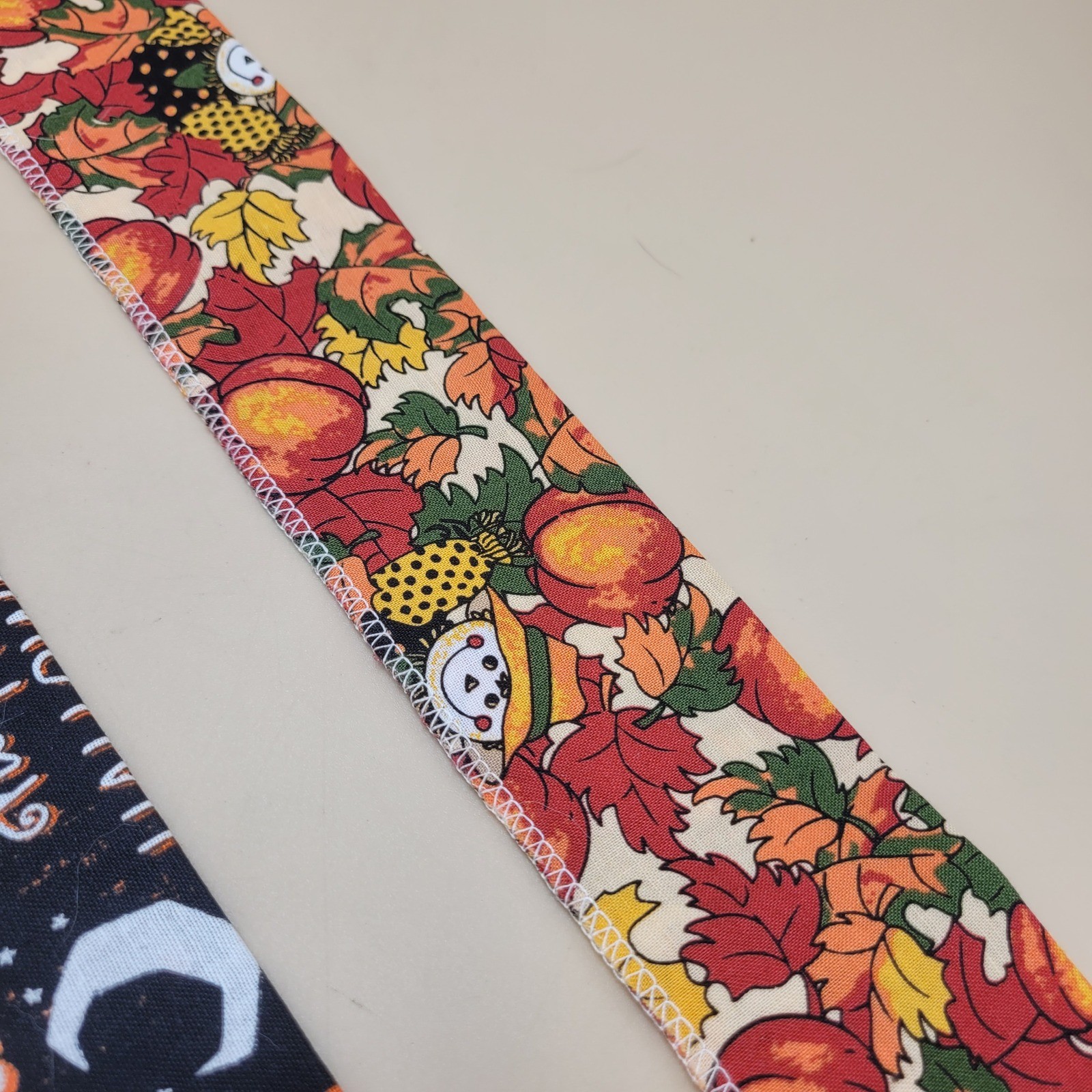 2pc Fall Halloween Dog Collar Cover 21in Pumpkin Ghost Autumn Leaves Scrunched