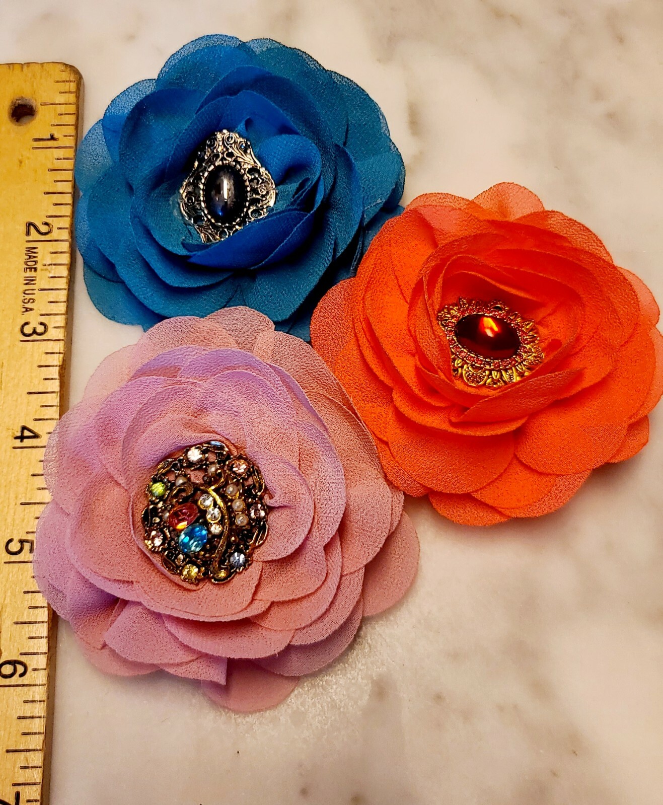 Pet Jewelry Floral Rhinestone Dog Cat Decorative Collar Charm Brooches x 3 #D16