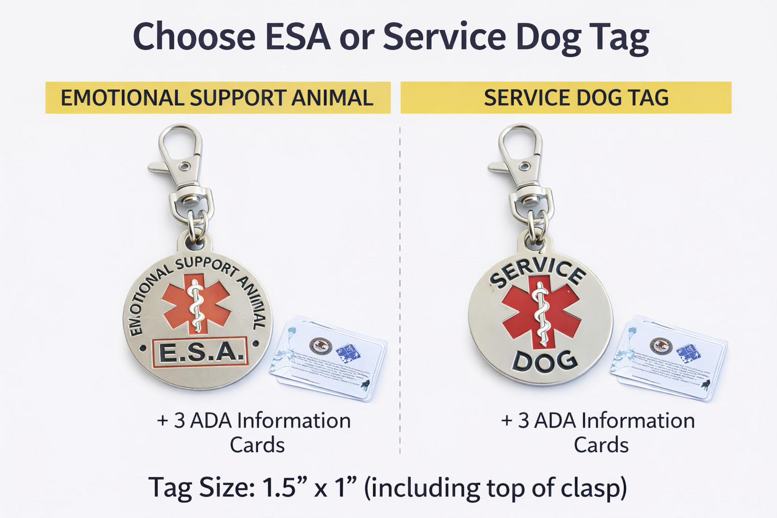 Service Dog Emotional Support Animal ESA Collar Tag Two Sided ALL ACCESS CANINE™