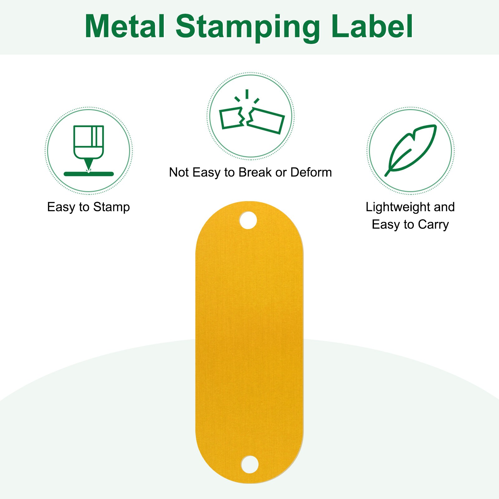 15-Pack 2″ x 0.75″ x 0.04″( L x W x T ) Blank Dog Tags [Yellow, 2 Holes]