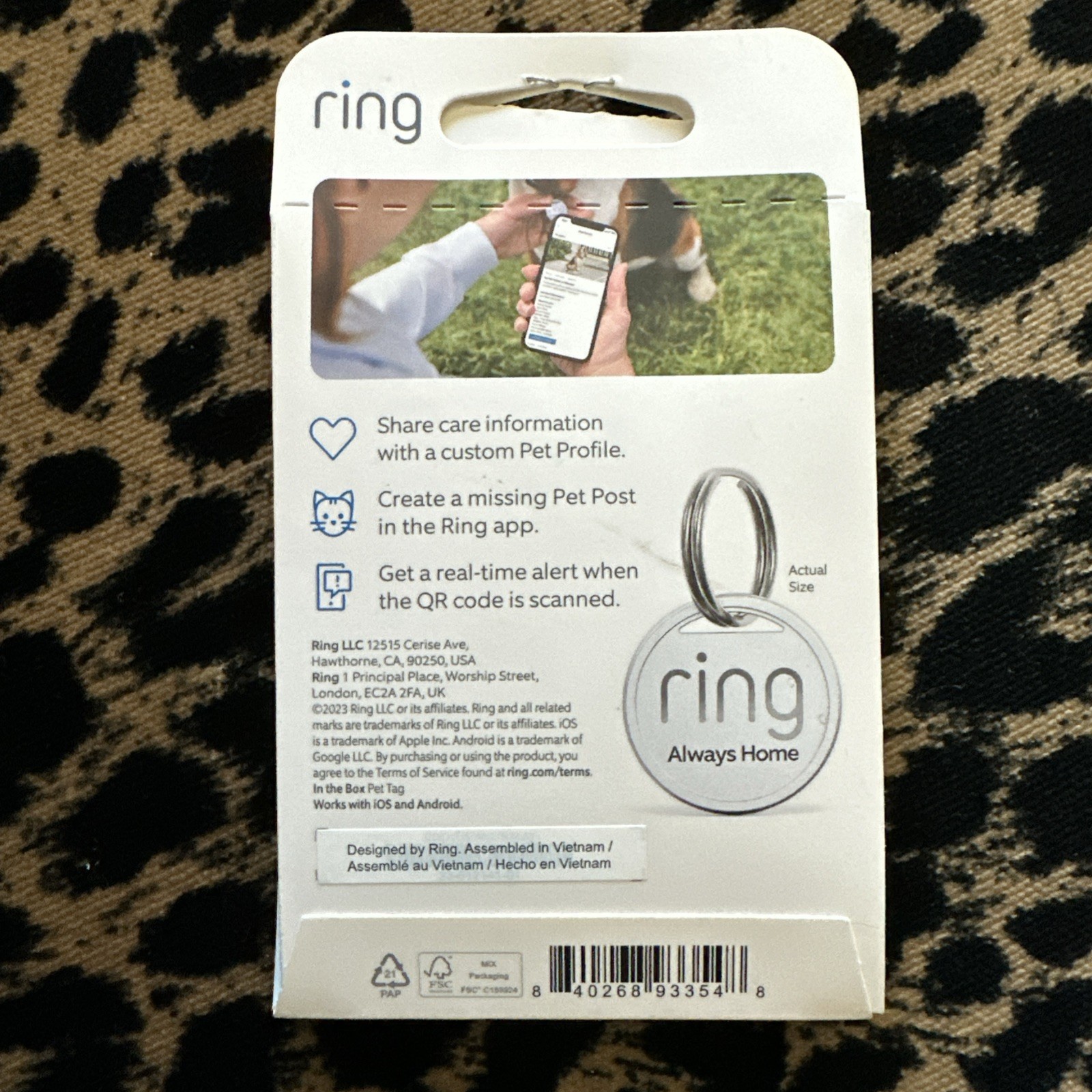 Ring Pet Tag | Easy-To-Use Tag with QR Code | Real-Time Scan Alerts | Shareable
