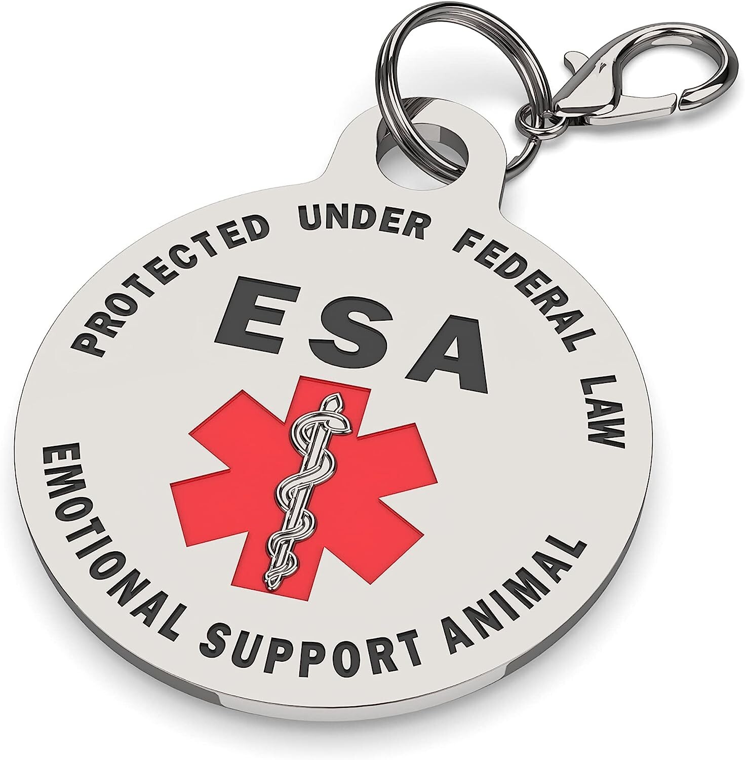 ESA Emotional Support Animal Stainless Steel Dog Cat Pet ID Tag Large 1.25 Size