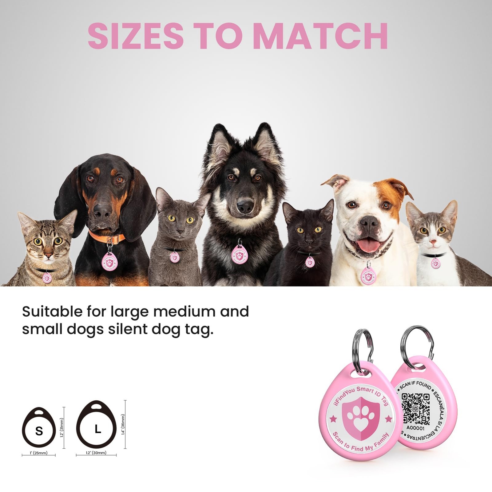 Personalized QR Code Pet ID Tags for Dog Collar, Online Profile, Location Alerts