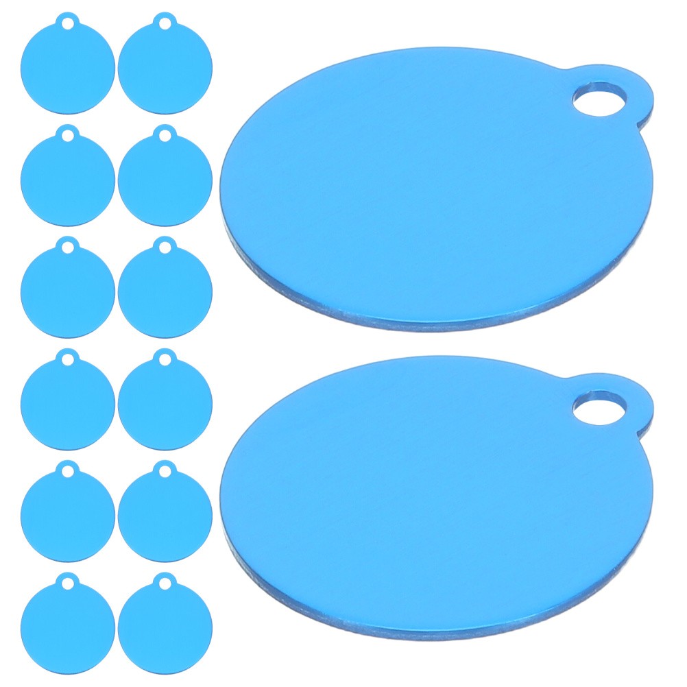 20Pcs Durable Aluminum Pet Tags Blanks Sky Blue Double Sided for Engraved Names