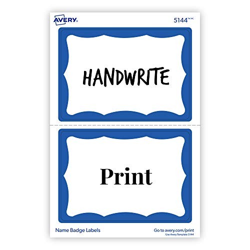 Avery Customizable Name Tags, 2-1/3″ x 3-3/8″, White Blue Border 100 badges