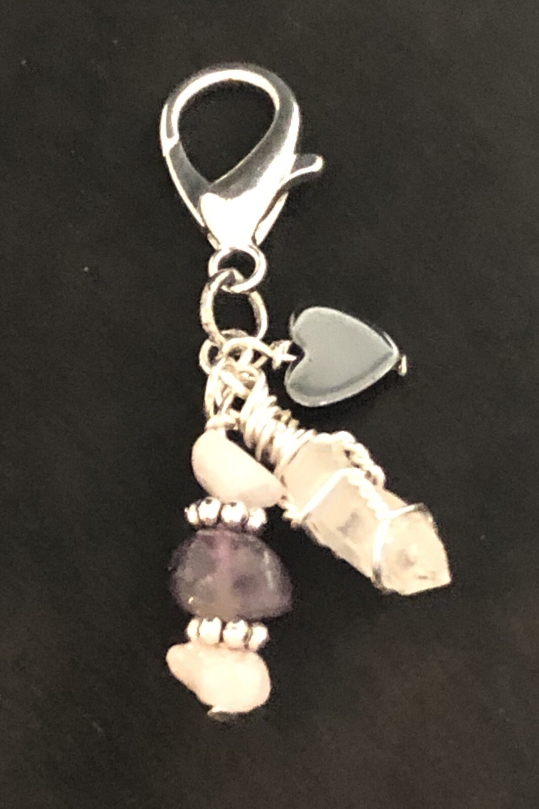 Amethyst & Rose Quartz Crystal Pet Charm, Collar Charm, Healing Pet Charm, Pets