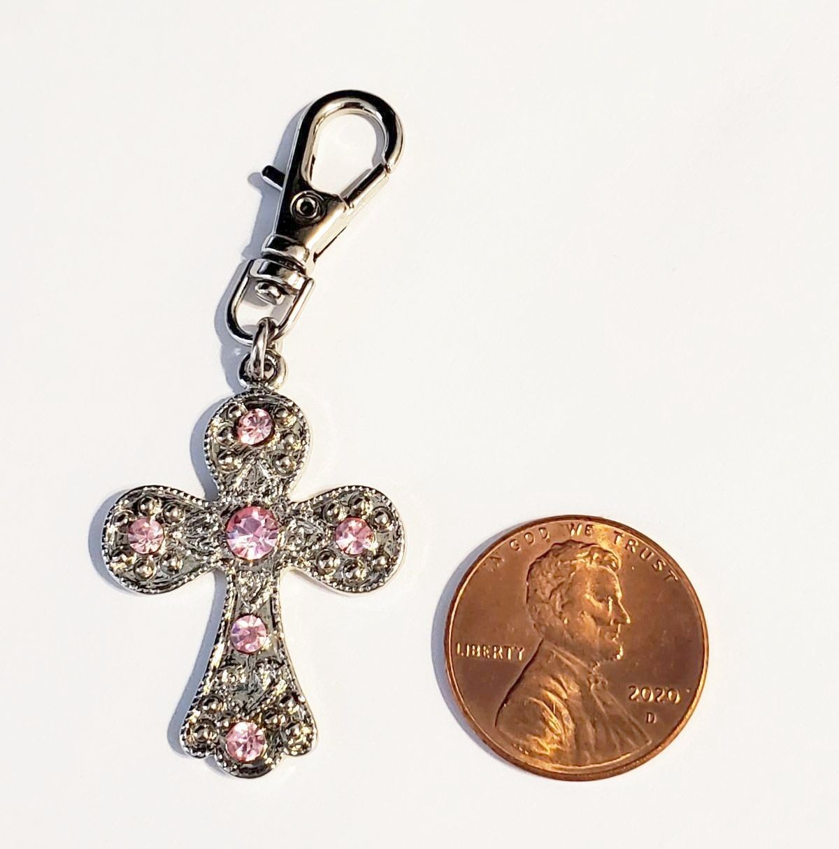 HOLY CROSS CHARM PENDANT ZIPPER PULL PURSE BAG WALLET JACKET OR PET DOG COLLAR