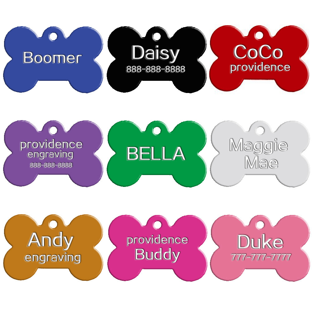 100pcs Wholesale Dog Tag Bone Shape Blank Anodized Aluminum Bulk Pet Tags S M L