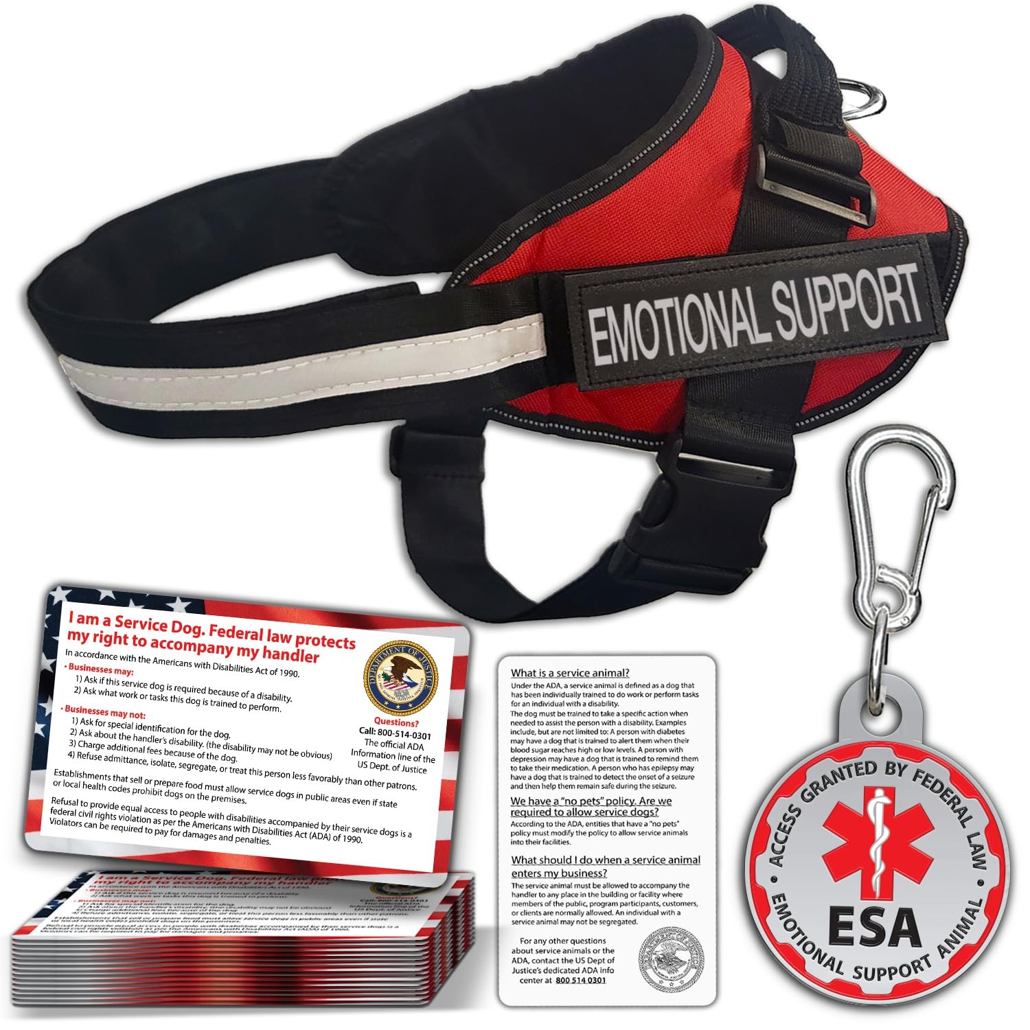 ESA Dog Vest Bundle with ID Tag and Informational Cards, Adjustable Emotional…