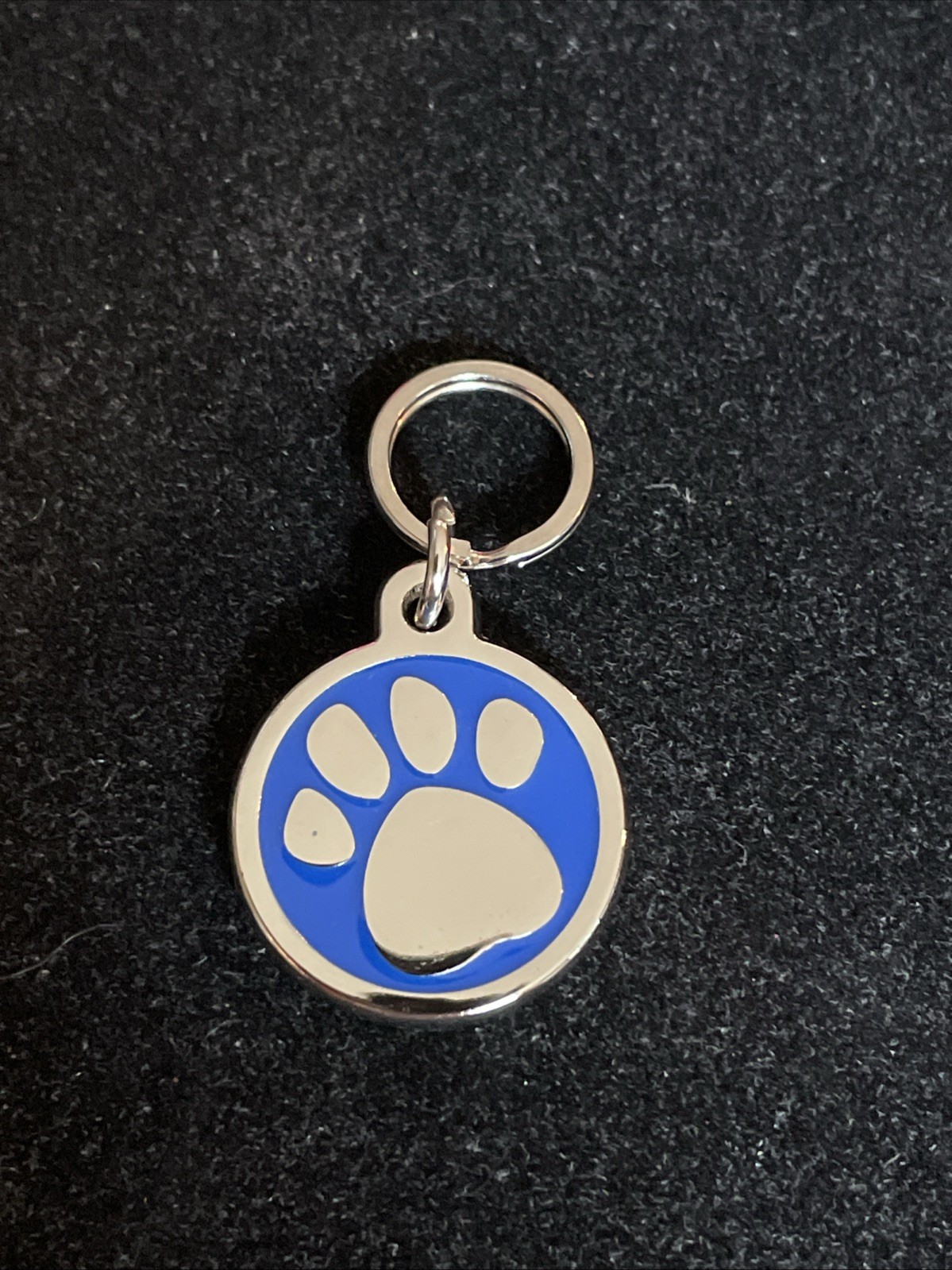 New blue paw print pet ID tag engraveable