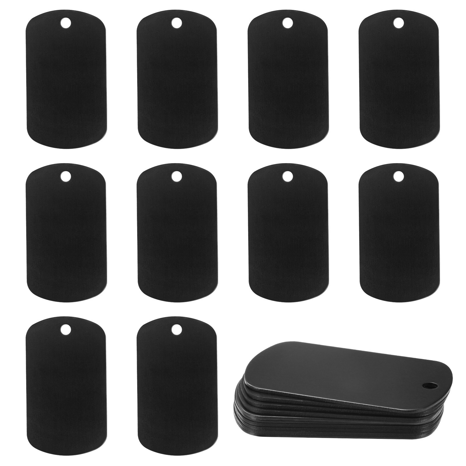 20-Pack 2″ x 1.18″ x 0.04″( L x W x T ) Blank Dog Tags [Black, 1 Hole]