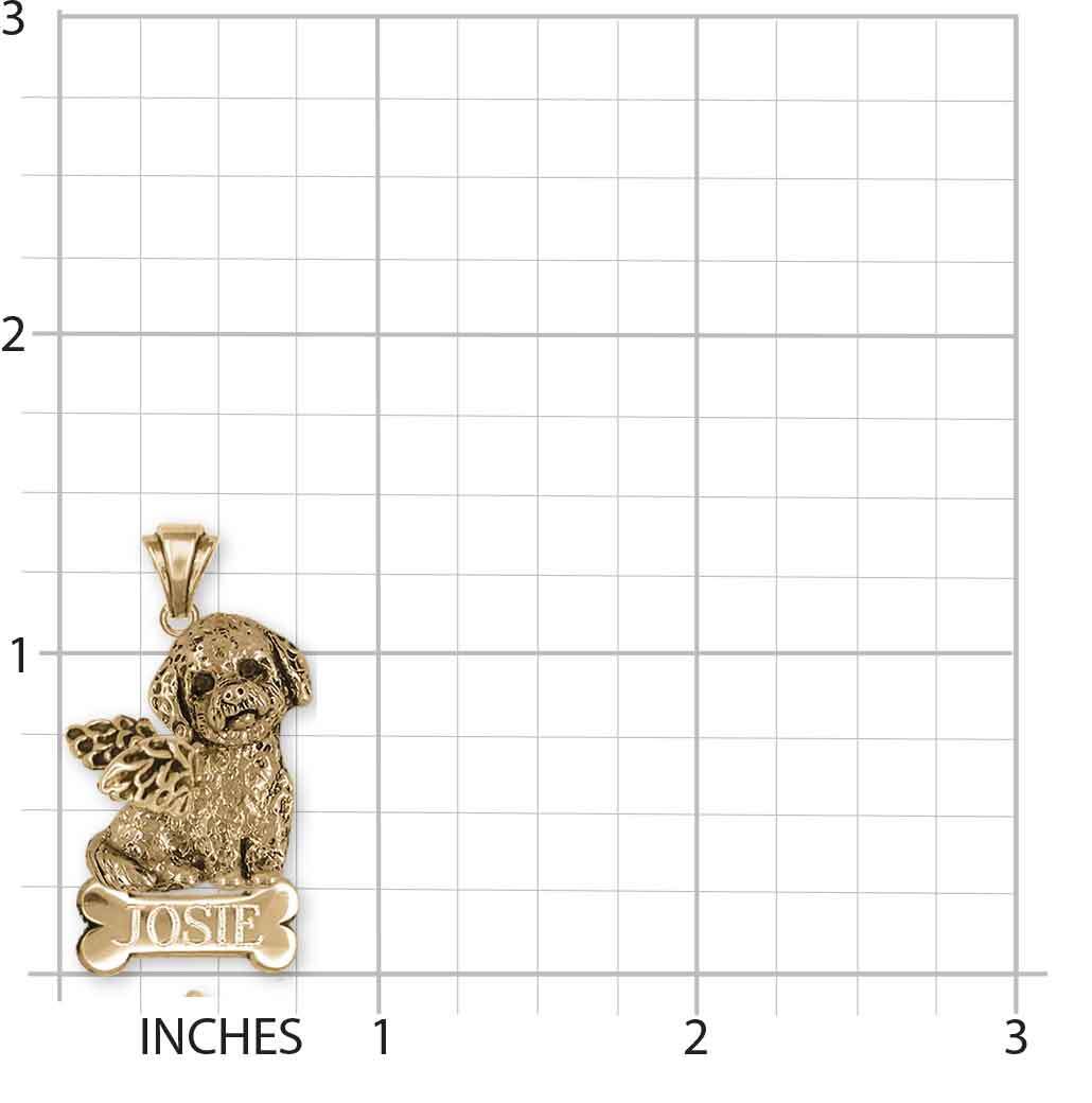 Poochon Angel Pendant 14k Yellow Gold Handmade Bichapoo Jewelry PC1-ANPG